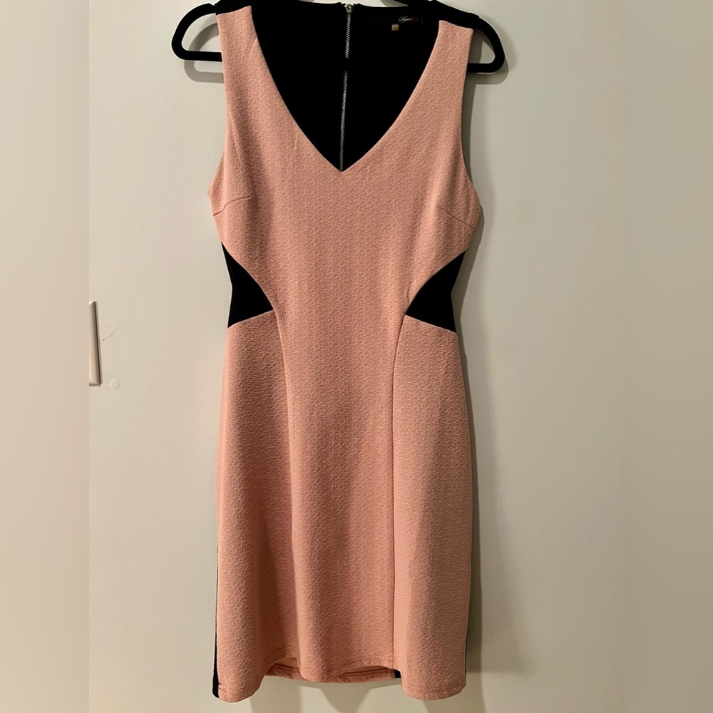 Pink and black bodycon dress